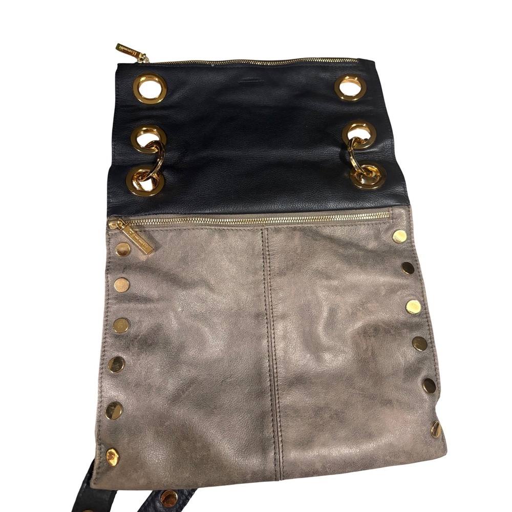 Hammitt Montana Large Reversible Crossbody Leather Bag Pewter/Black Gold Studs - Picture 3 of 9